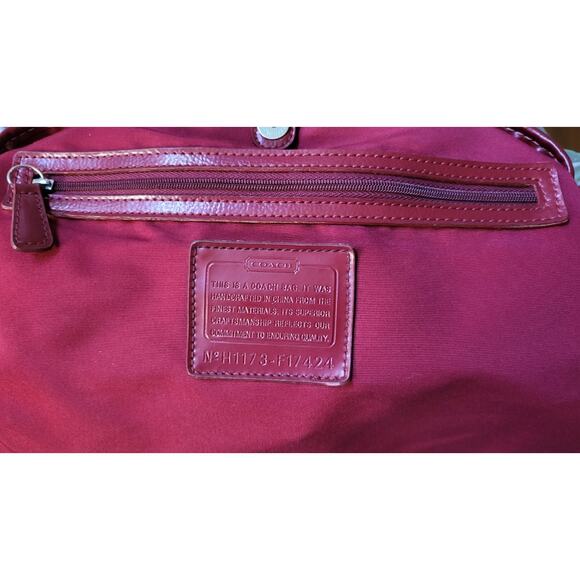 Y2K Coach Signature Stripe Framed Carryall Tote Satchel F17424 Red Stripe - Picture 11 of 16